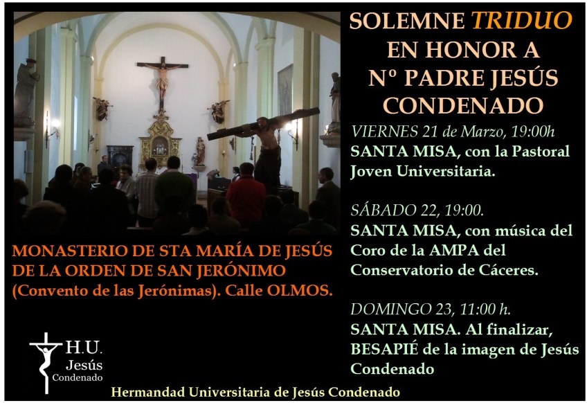 Cartel del triduo a Jesús Condenado2014